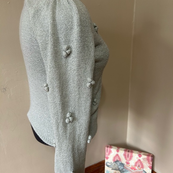 MINE Sweater Womens M Gray Speckled Pom Poms Pullover - Picture 3 of 8